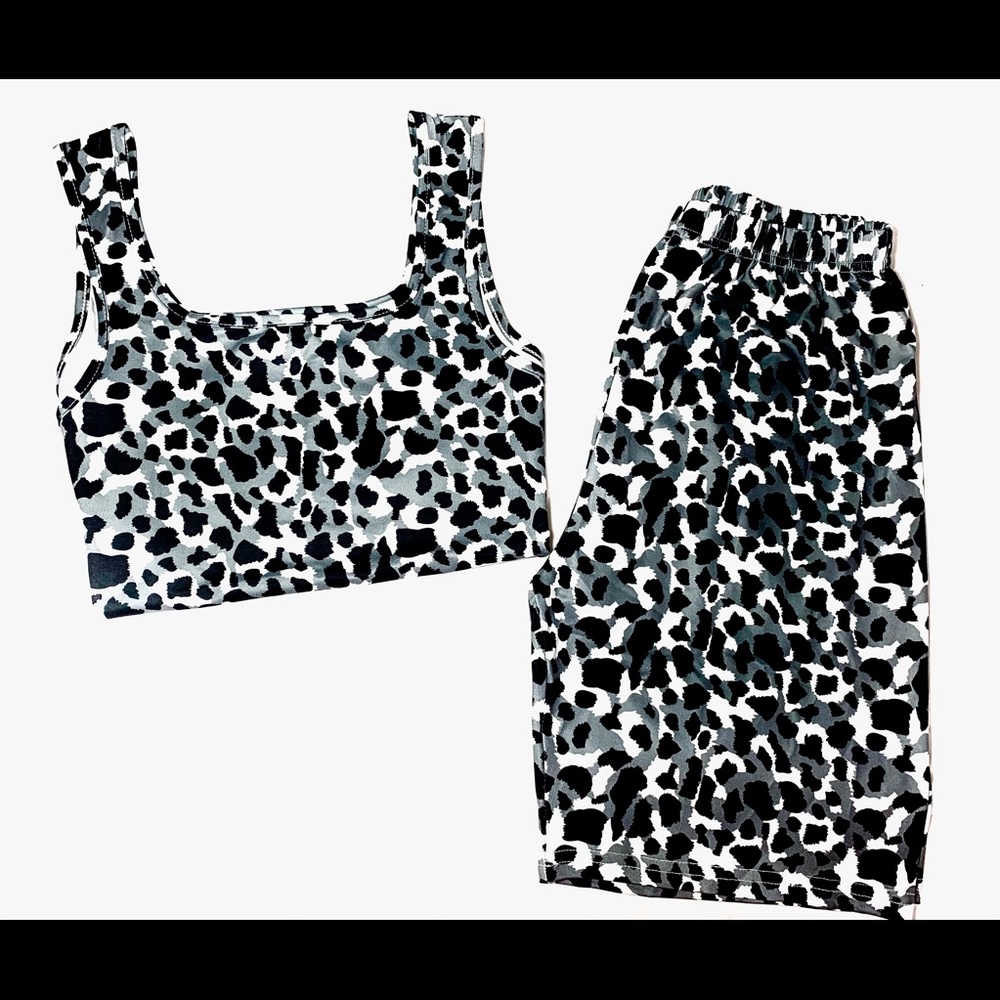 Printed Biker shorts set